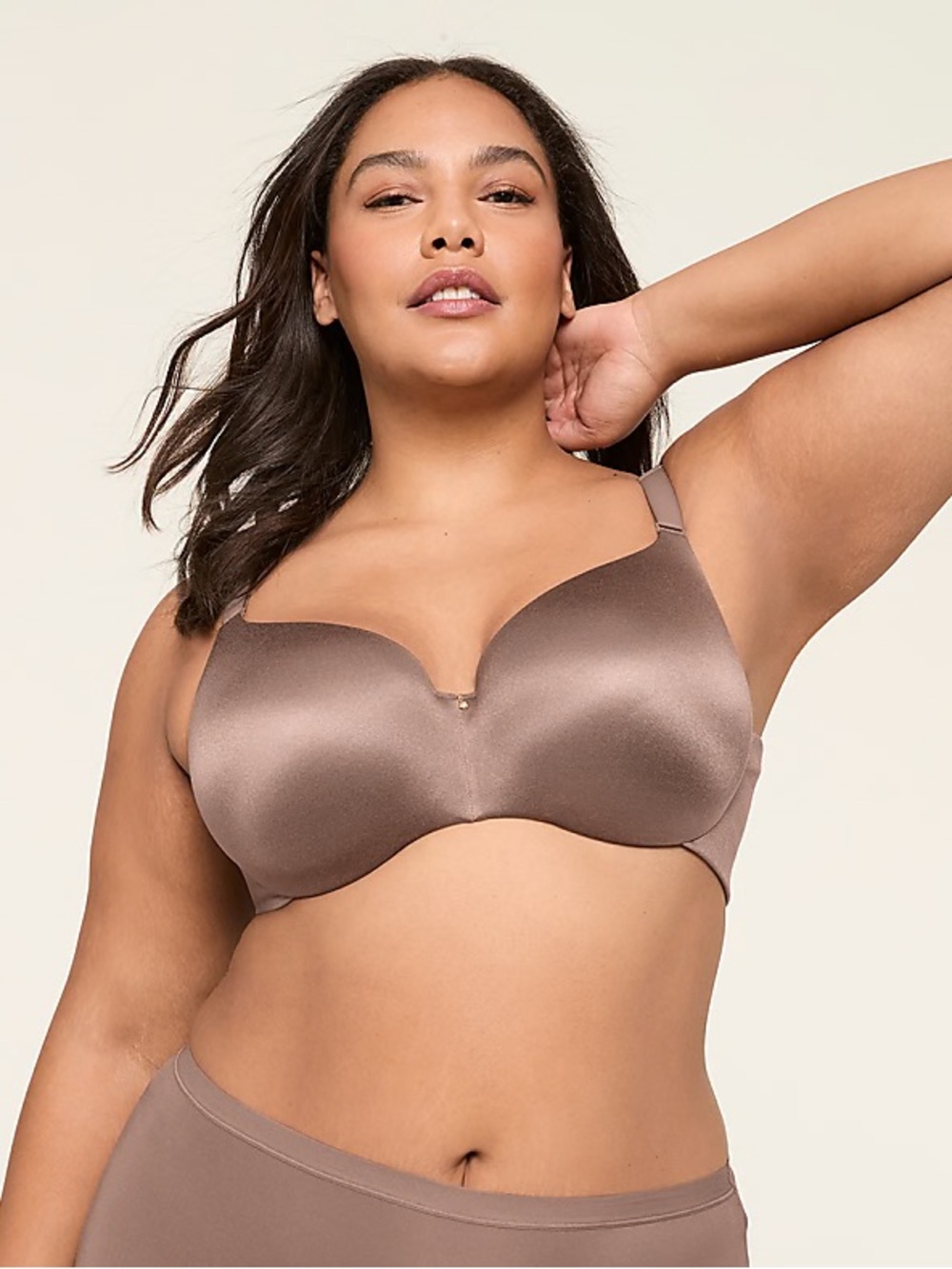 NWT Cacique Invisible Backsmoother Lightly Lined Balconette Bra Deep Taupe 36DDD